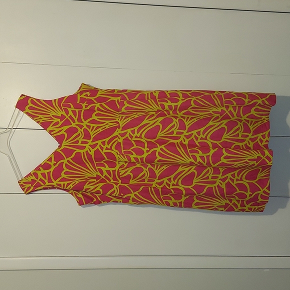 Ashley Stewart Tropical Floral Print Dress Size 24 Pink Green Chartreuse - Picture 2 of 16